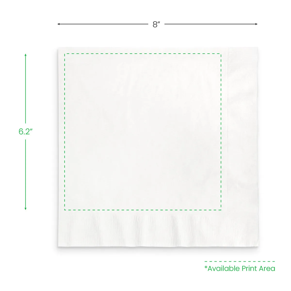 8" X 8" 3 Ply Custom Guest Napkin, White