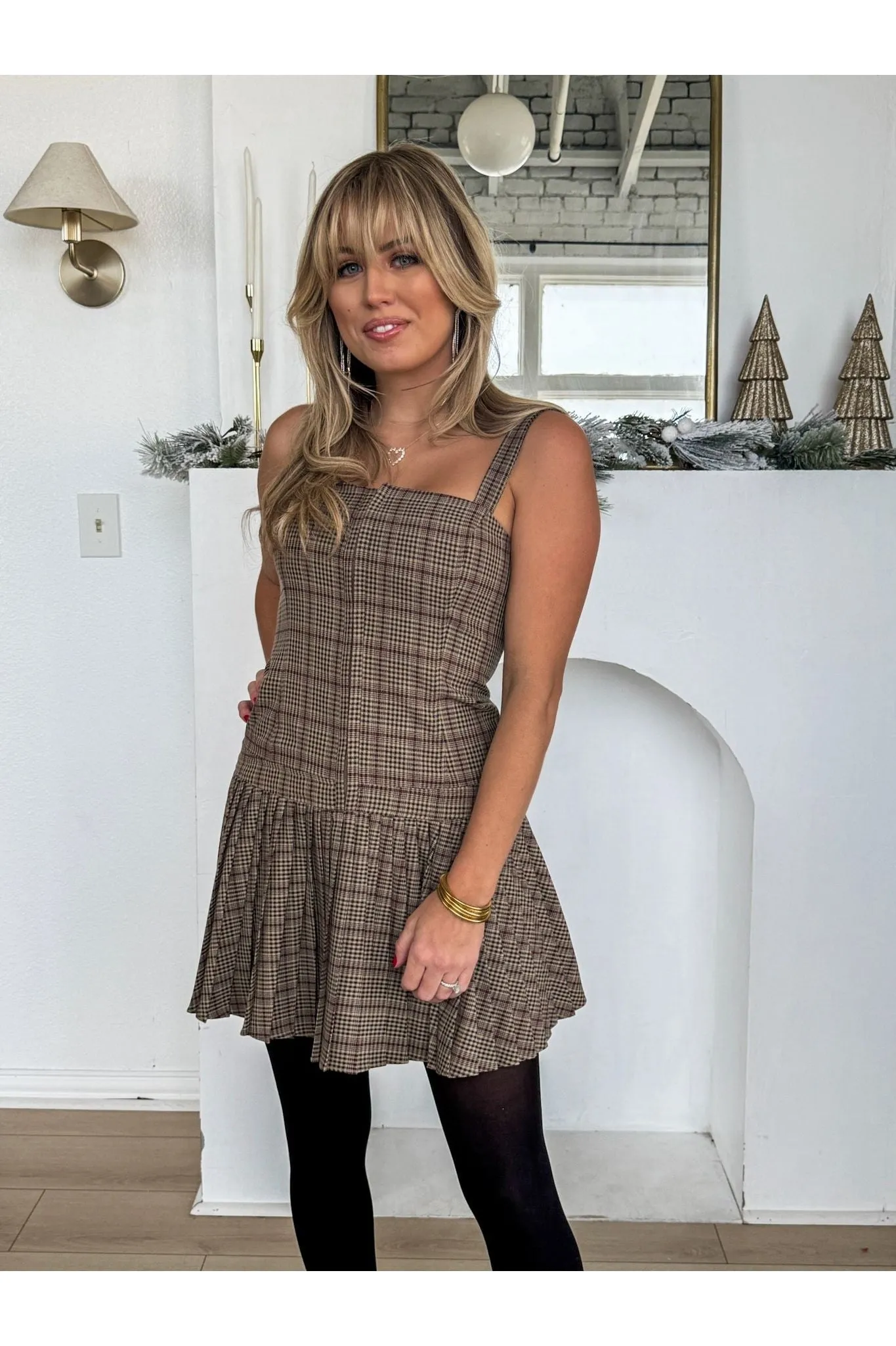 Autumn Breeze Pleated Mini Dress
