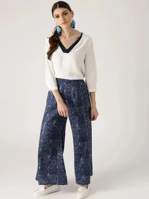 Blue Abstract Cotton Palazzos