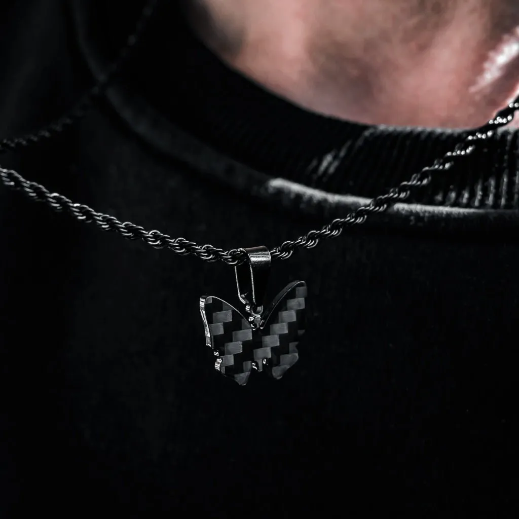 Carbon Fiber Schmetterling Halskette