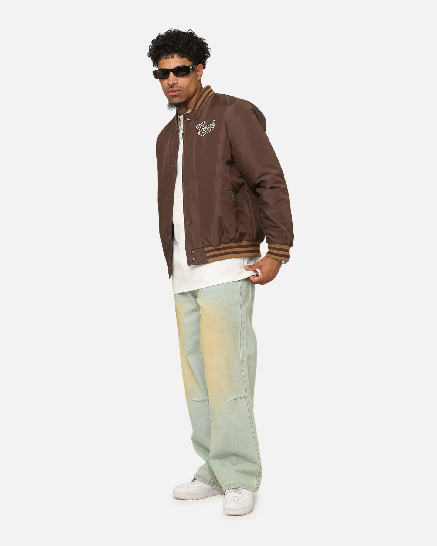 Carre Team Puffer Varsity Jacket Brown