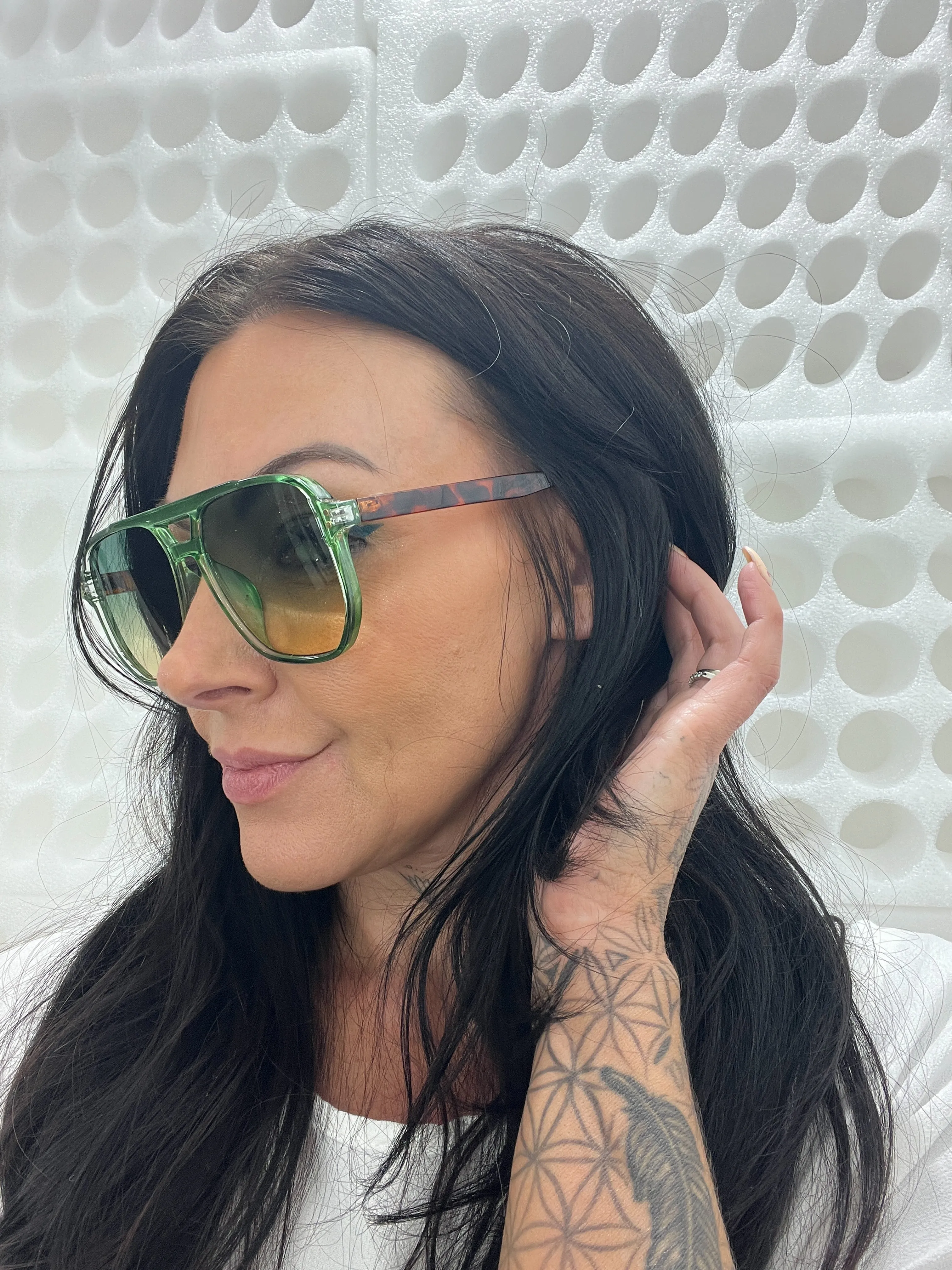 Dallas Aviator Sunglasses - Green/Leopard