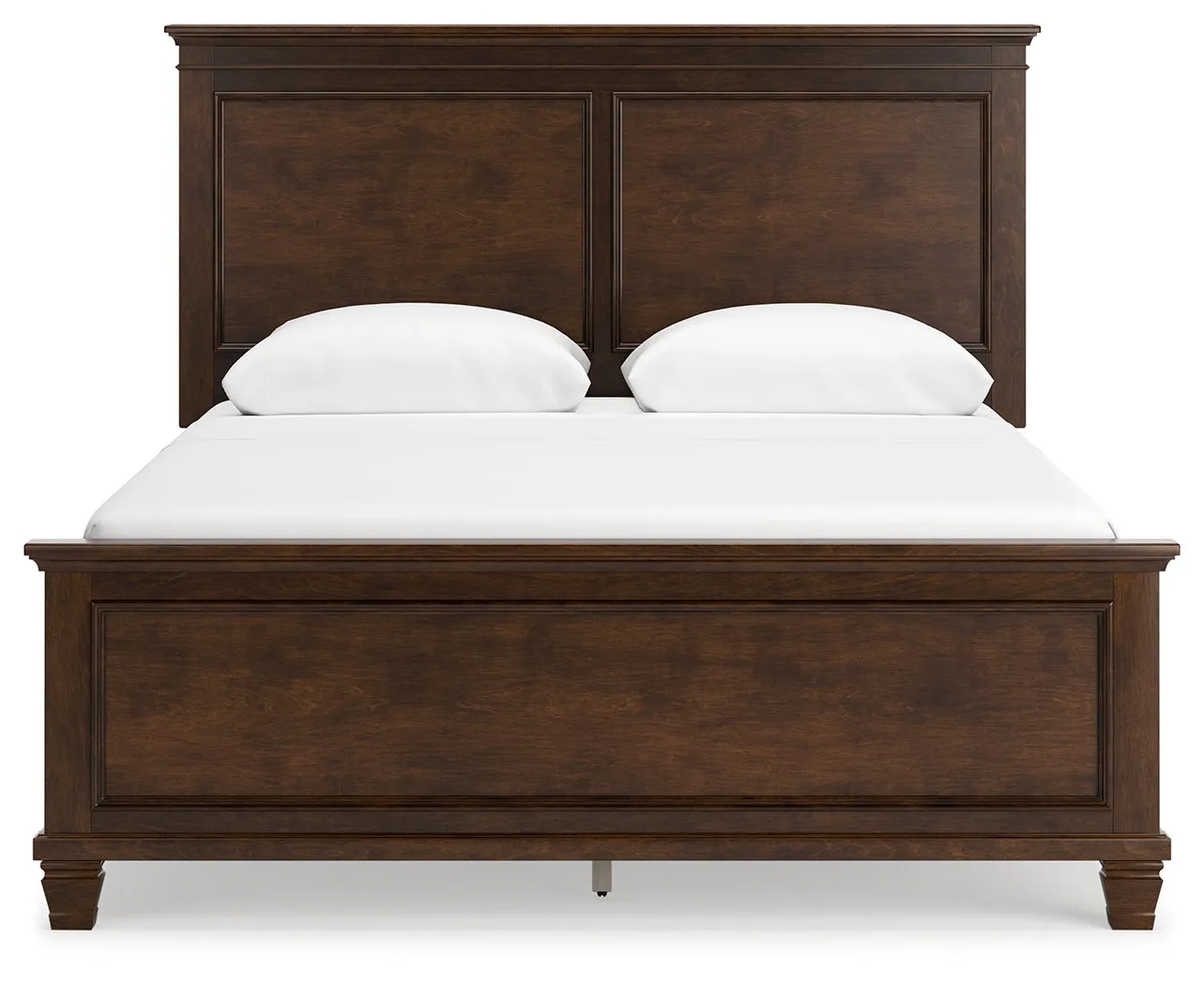 Danabrin Queen Panel Bed with Mirrored Dresser and Nightstand in Brown