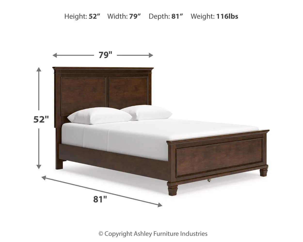 Danabrin Queen Panel Bed with Mirrored Dresser and Nightstand in Brown