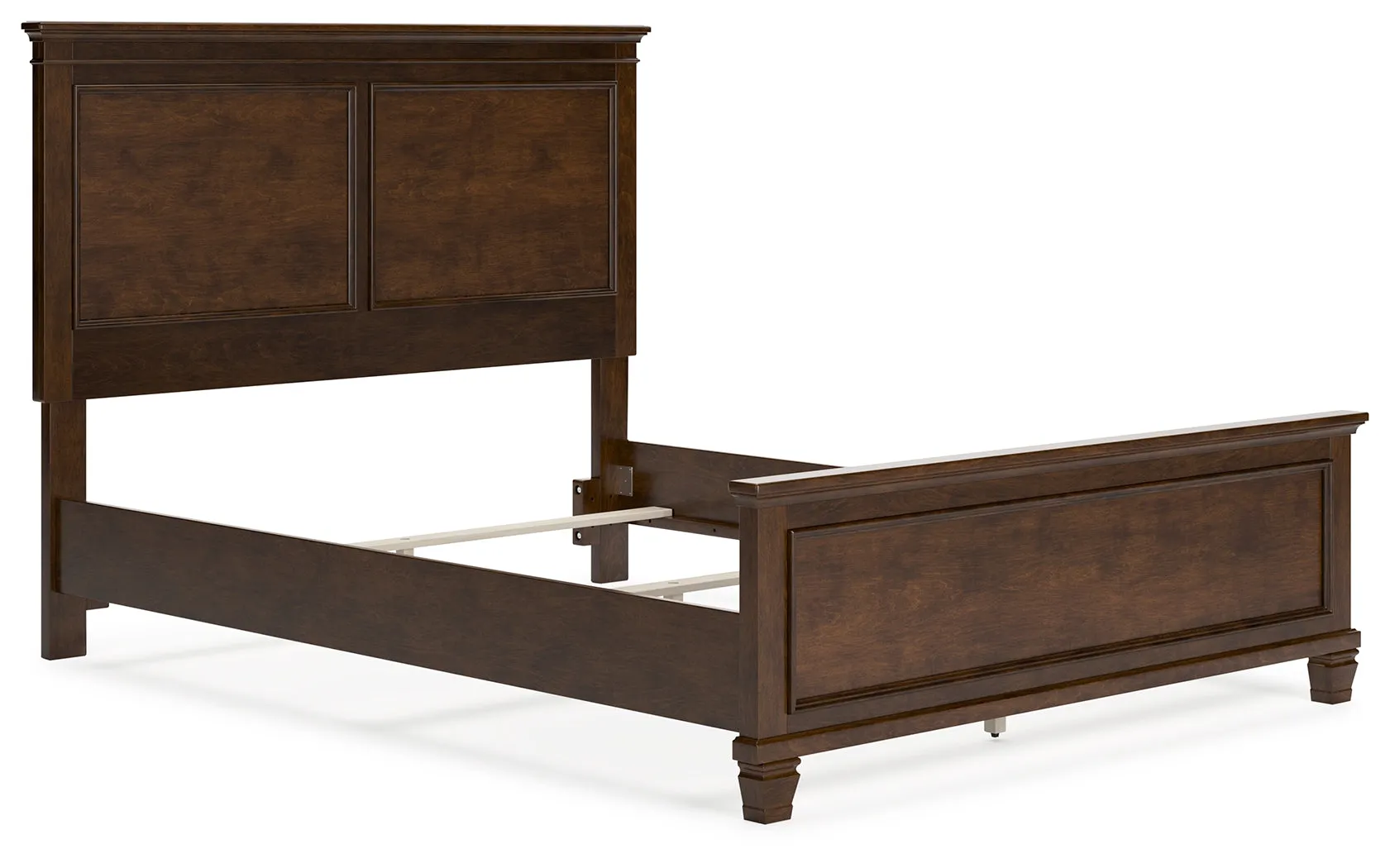 Danabrin Queen Panel Bed with Mirrored Dresser and Nightstand in Brown