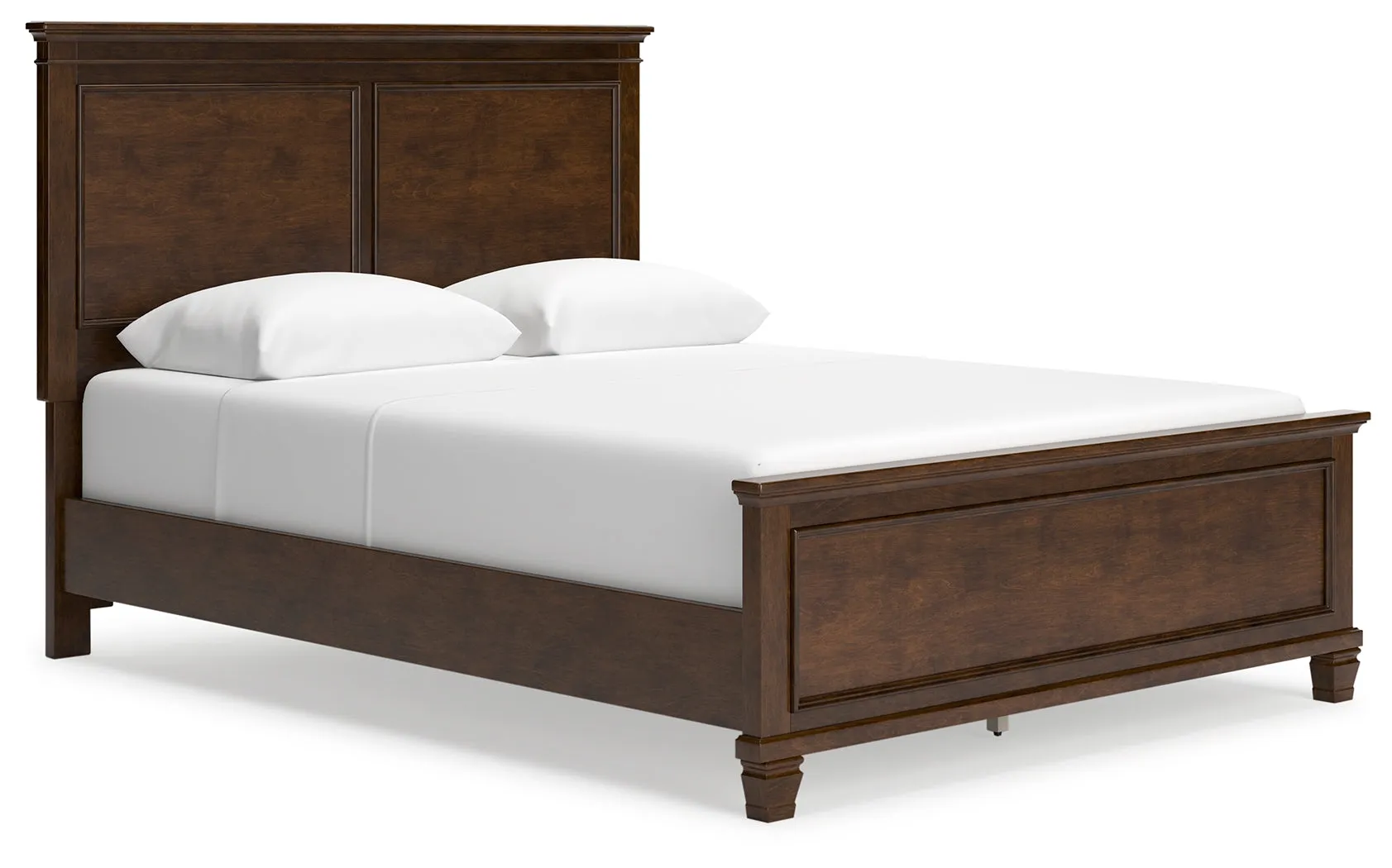 Danabrin Queen Panel Bed with Mirrored Dresser and Nightstand in Brown