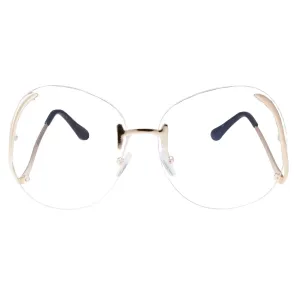 grinderPUNCH Women's Stylish Clear Lens Glasses Rimless Oversized