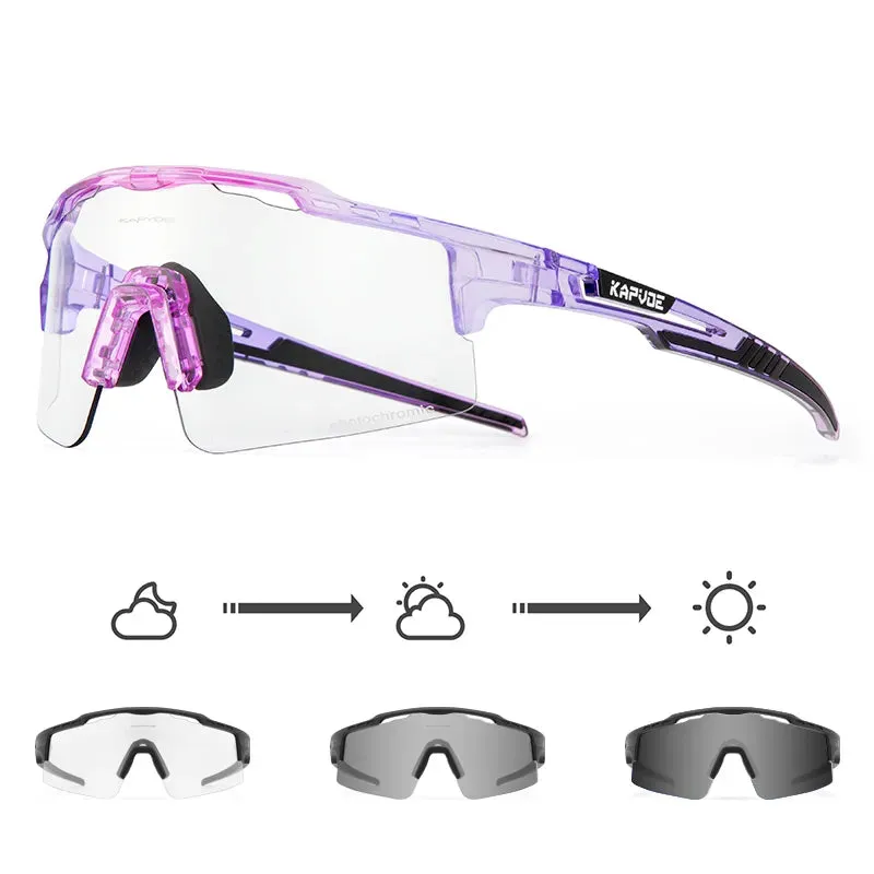 Kapvoe Photochromic Sunglasses Cycling Glasses for Men Women Sports Speed Road MTB Mountain Bike Bicycle Cycle Eyewear Goggle