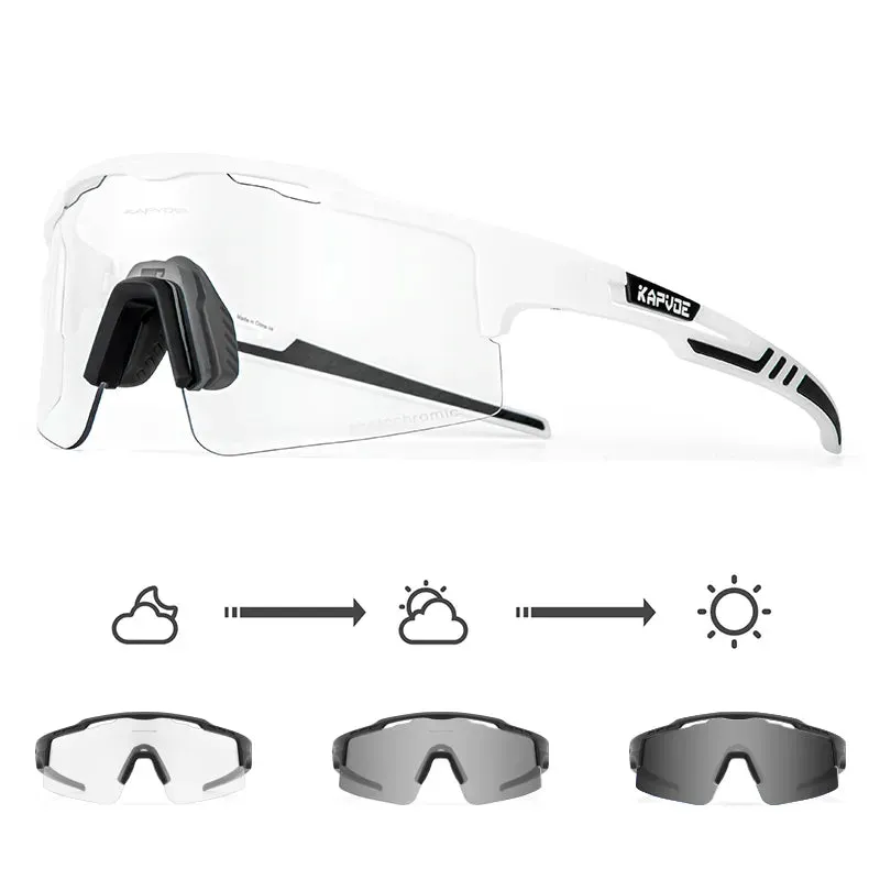 Kapvoe Photochromic Sunglasses Cycling Glasses for Men Women Sports Speed Road MTB Mountain Bike Bicycle Cycle Eyewear Goggle
