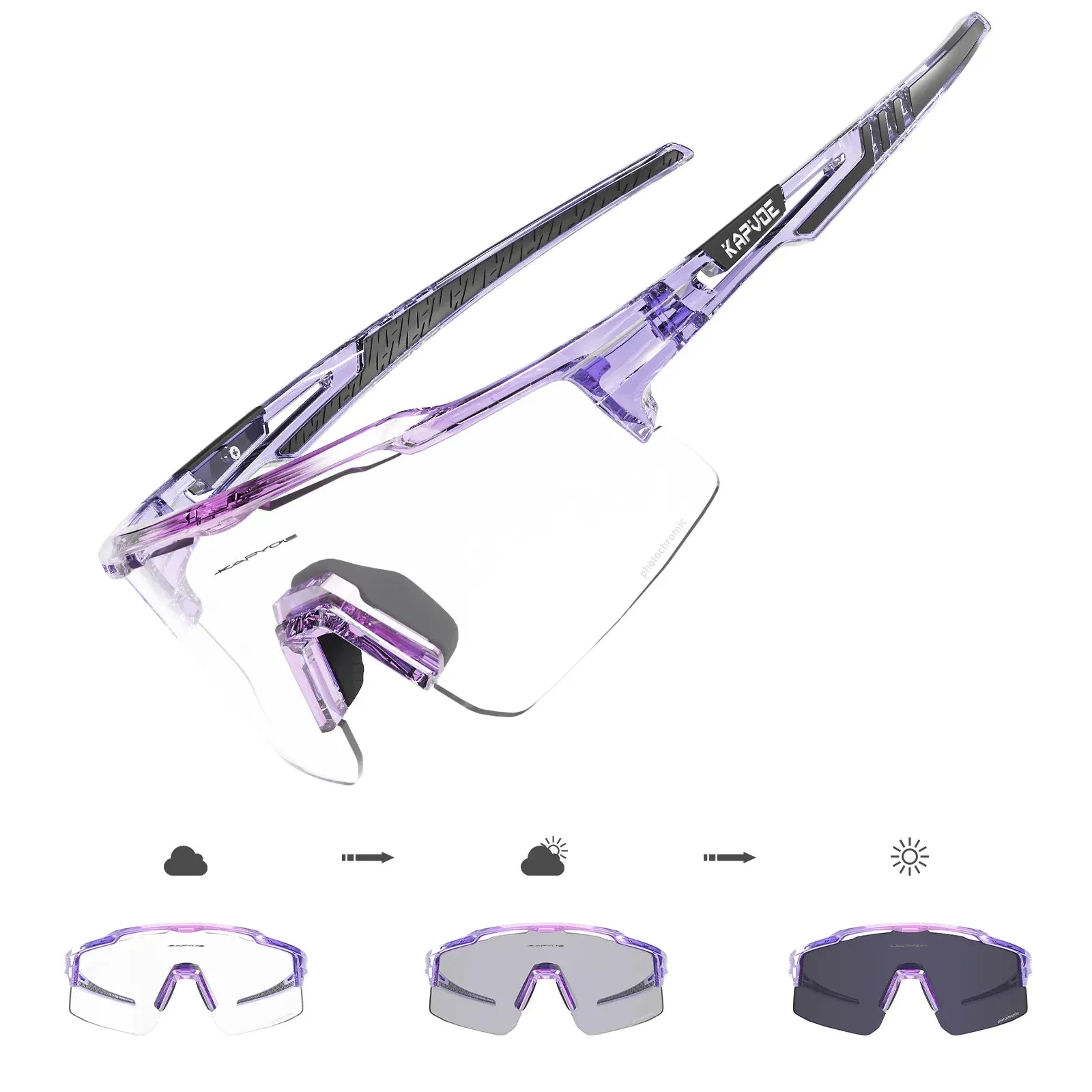 Kapvoe Photochromic Sunglasses Cycling Glasses for Men Women Sports Speed Road MTB Mountain Bike Bicycle Cycle Eyewear Goggle