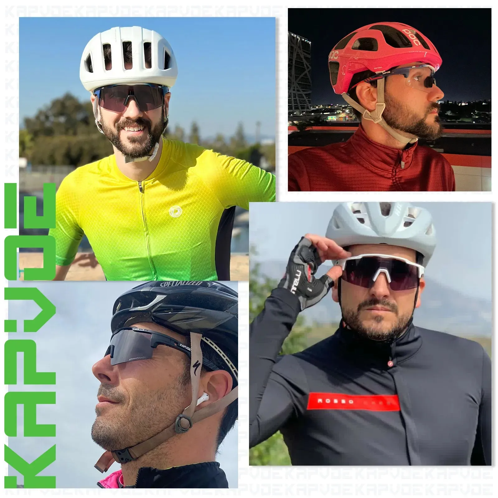 Kapvoe Photochromic Sunglasses Cycling Glasses for Men Women Sports Speed Road MTB Mountain Bike Bicycle Cycle Eyewear Goggle