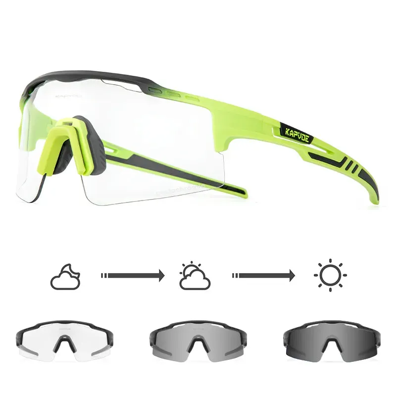 Kapvoe Photochromic Sunglasses Cycling Glasses for Men Women Sports Speed Road MTB Mountain Bike Bicycle Cycle Eyewear Goggle