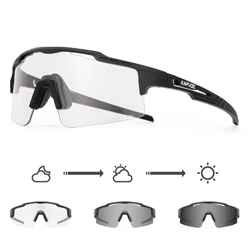 Kapvoe Photochromic Sunglasses Cycling Glasses for Men Women Sports Speed Road MTB Mountain Bike Bicycle Cycle Eyewear Goggle
