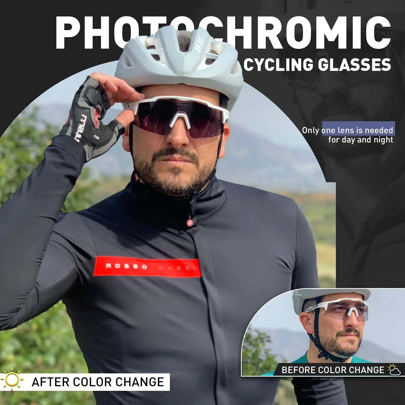 Kapvoe Photochromic Sunglasses Cycling Glasses for Men Women Sports Speed Road MTB Mountain Bike Bicycle Cycle Eyewear Goggle