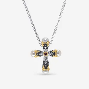 Konstantino Nemesis Sterling Silver and 18K Yellow Gold with Tourmaline Pendant Necklace KOMK4728-229-CAB-CUT