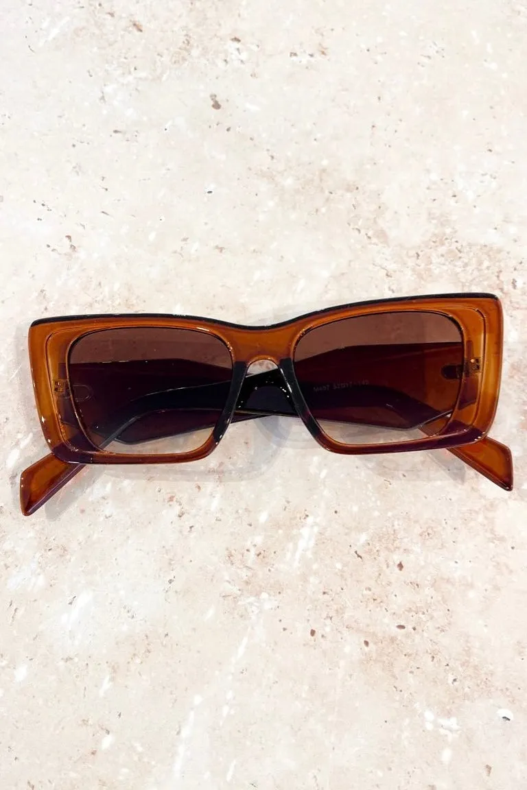 LOU OVERSIZED CAT EYE SUNGLASSES BROWN