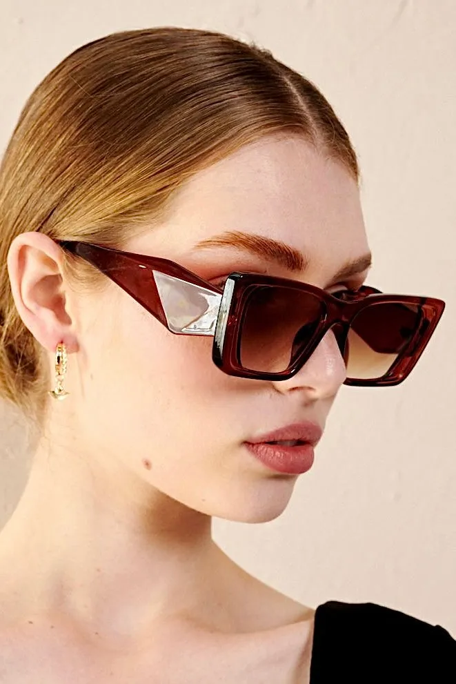 LOU OVERSIZED CAT EYE SUNGLASSES BROWN