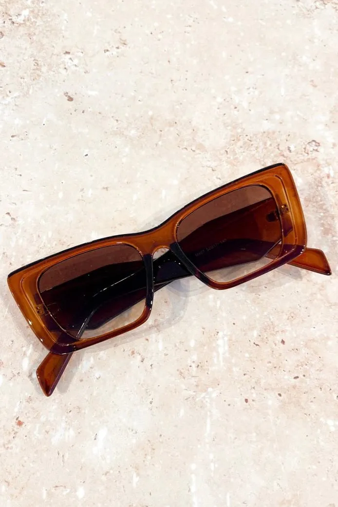 LOU OVERSIZED CAT EYE SUNGLASSES BROWN