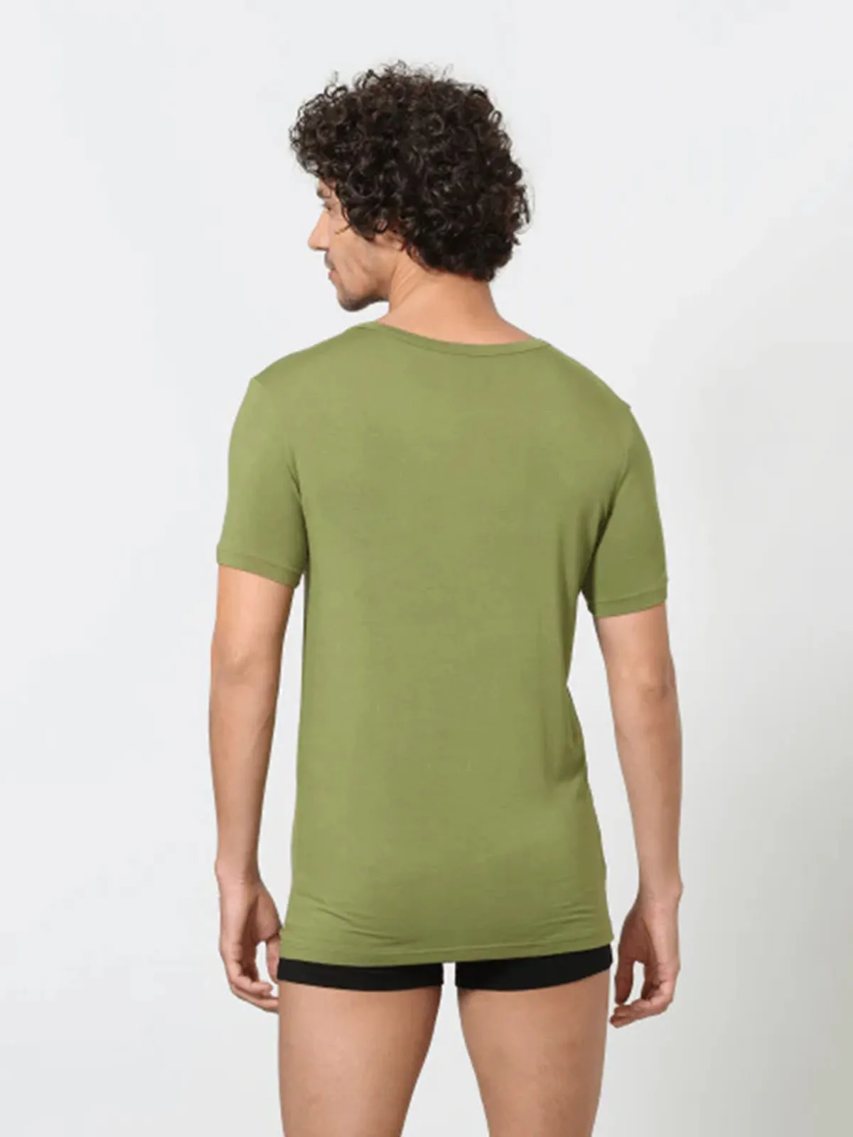 Luxury Modal Crew Neck Tee - Olive Green