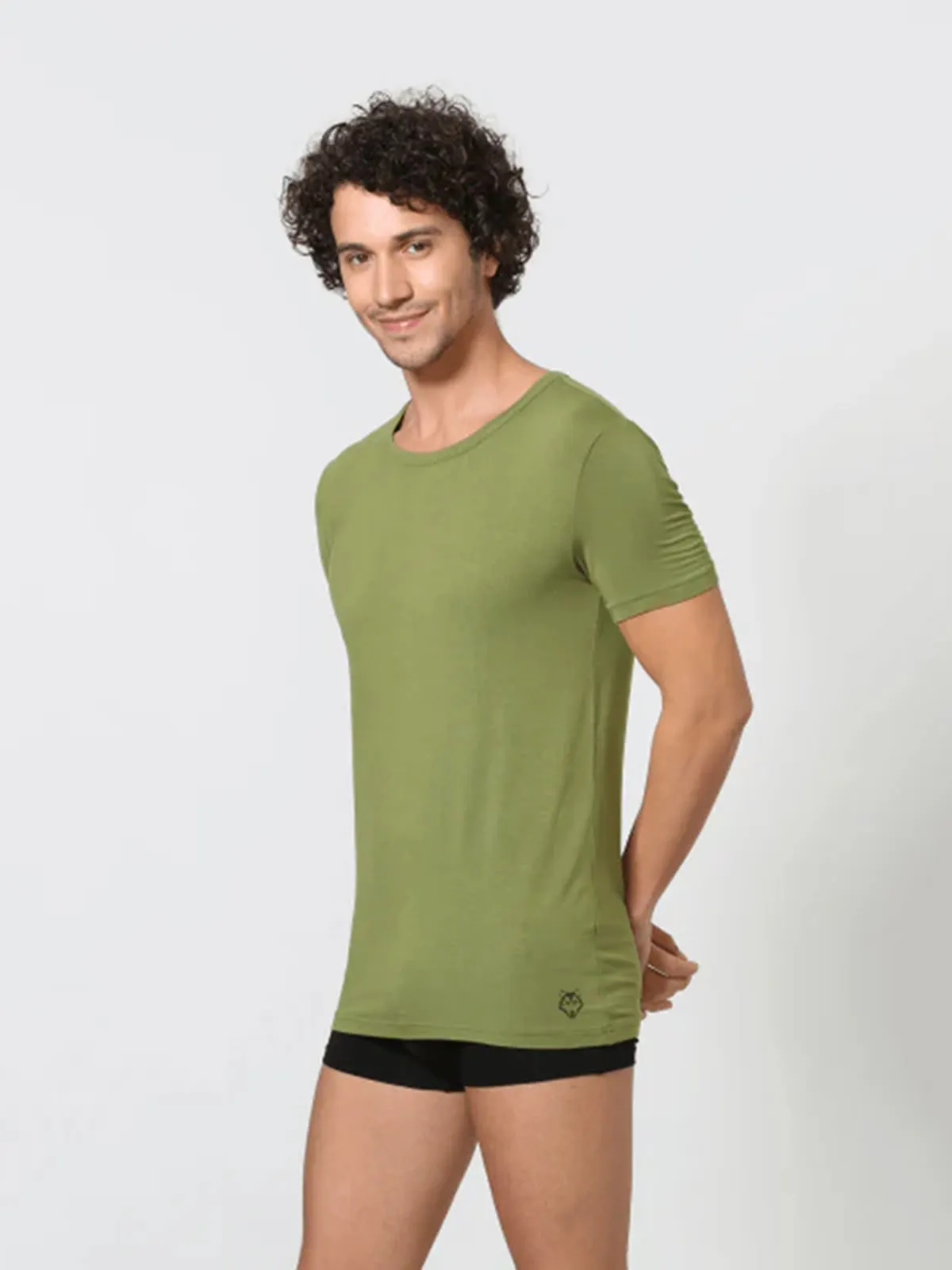 Luxury Modal Crew Neck Tee - Olive Green