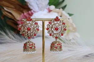 Palak Red Jhumkas