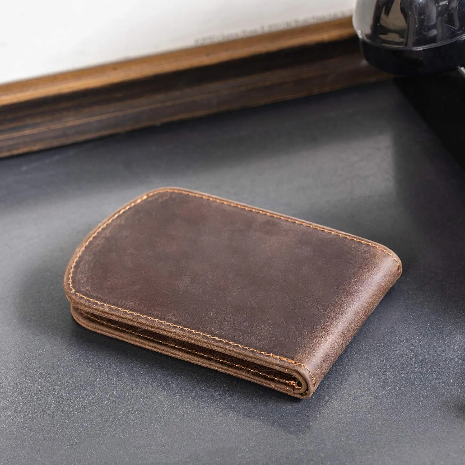 Polare Slim Curve Front Pocket RFID Blocking Italian Real Leather Bifold Wallet for Men