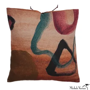 Printed Linen Pillow Ribbon Clay 20x20