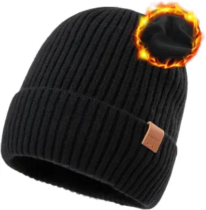 TOP-EX Oversized M L XL XXL 100% Merino Wool Beanie with Fleece Lining Cold Weather Winter Hat Big Head