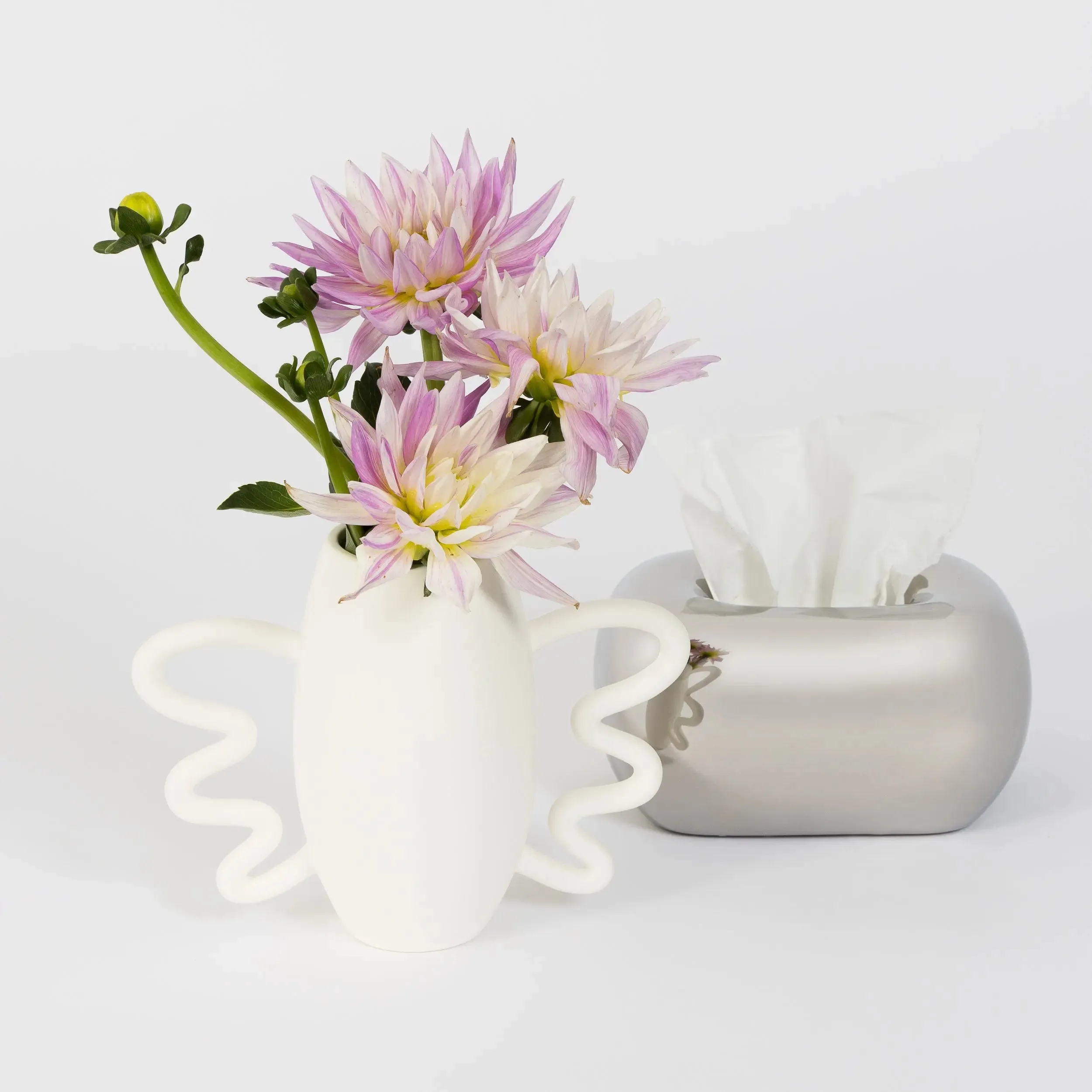 Winged Matte Ceramic Vase White
