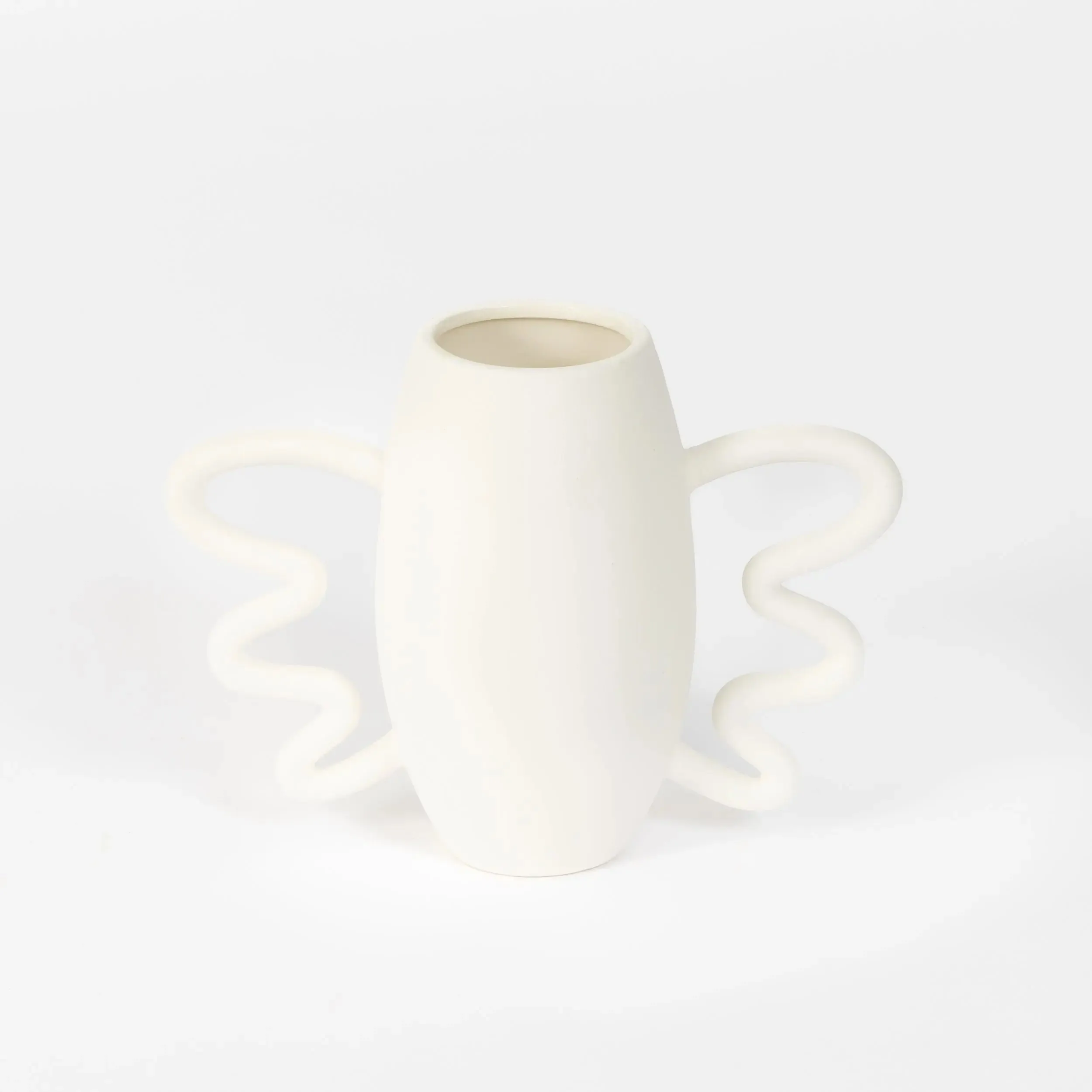 Winged Matte Ceramic Vase White