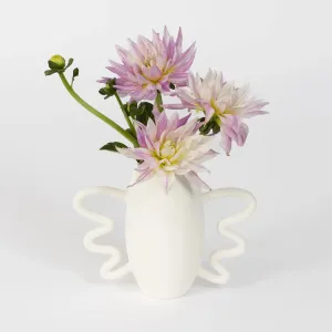 Winged Matte Ceramic Vase White