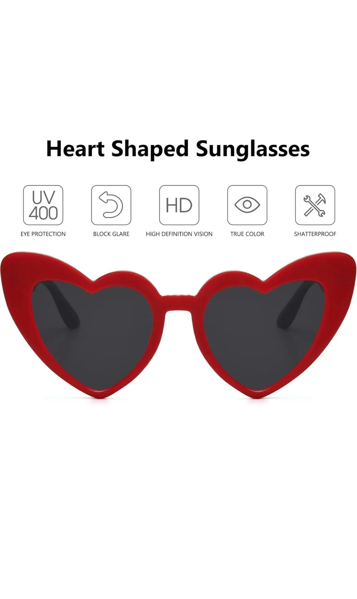 Women Heart Shaped Sunglasses - Various Colors