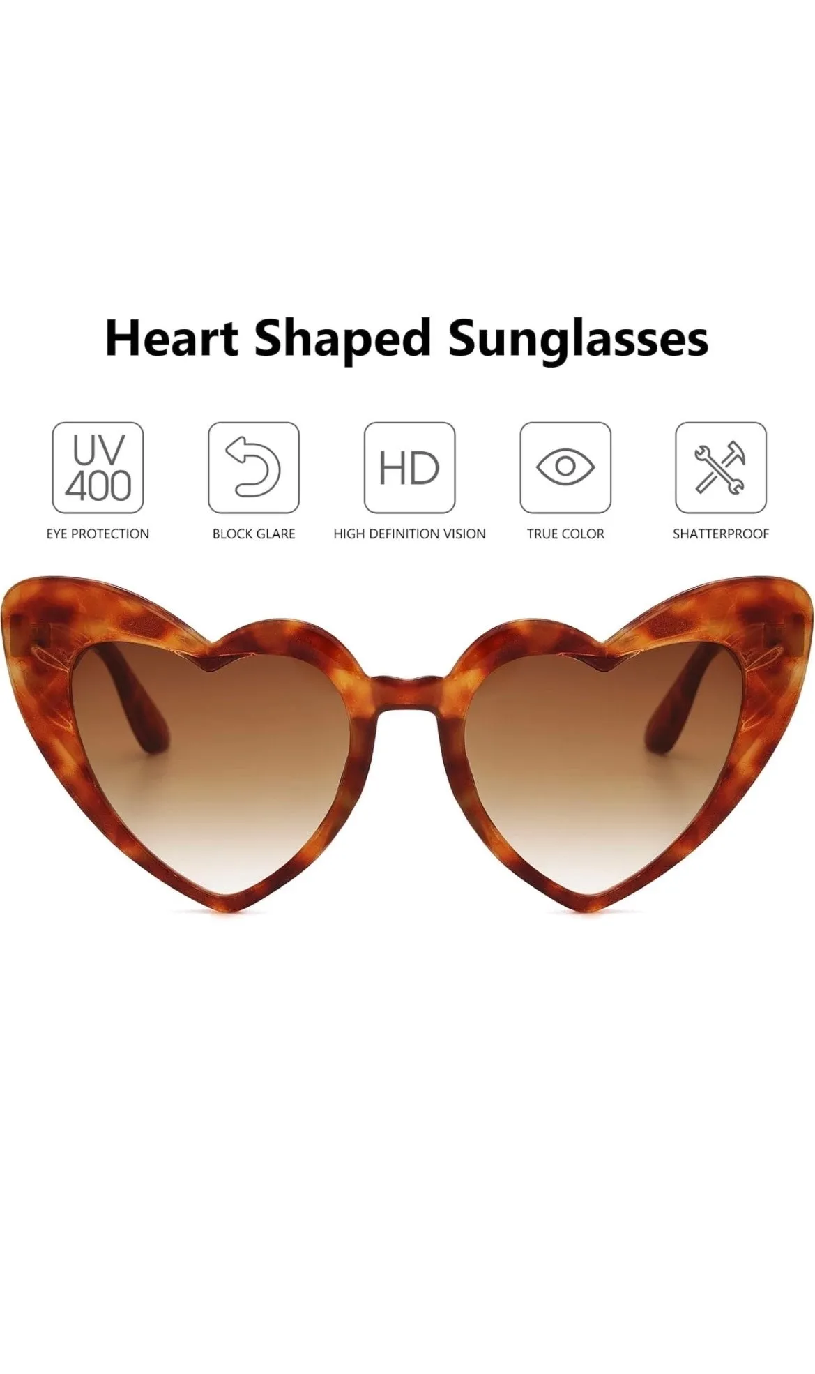 Women Heart Shaped Sunglasses - Various Colors