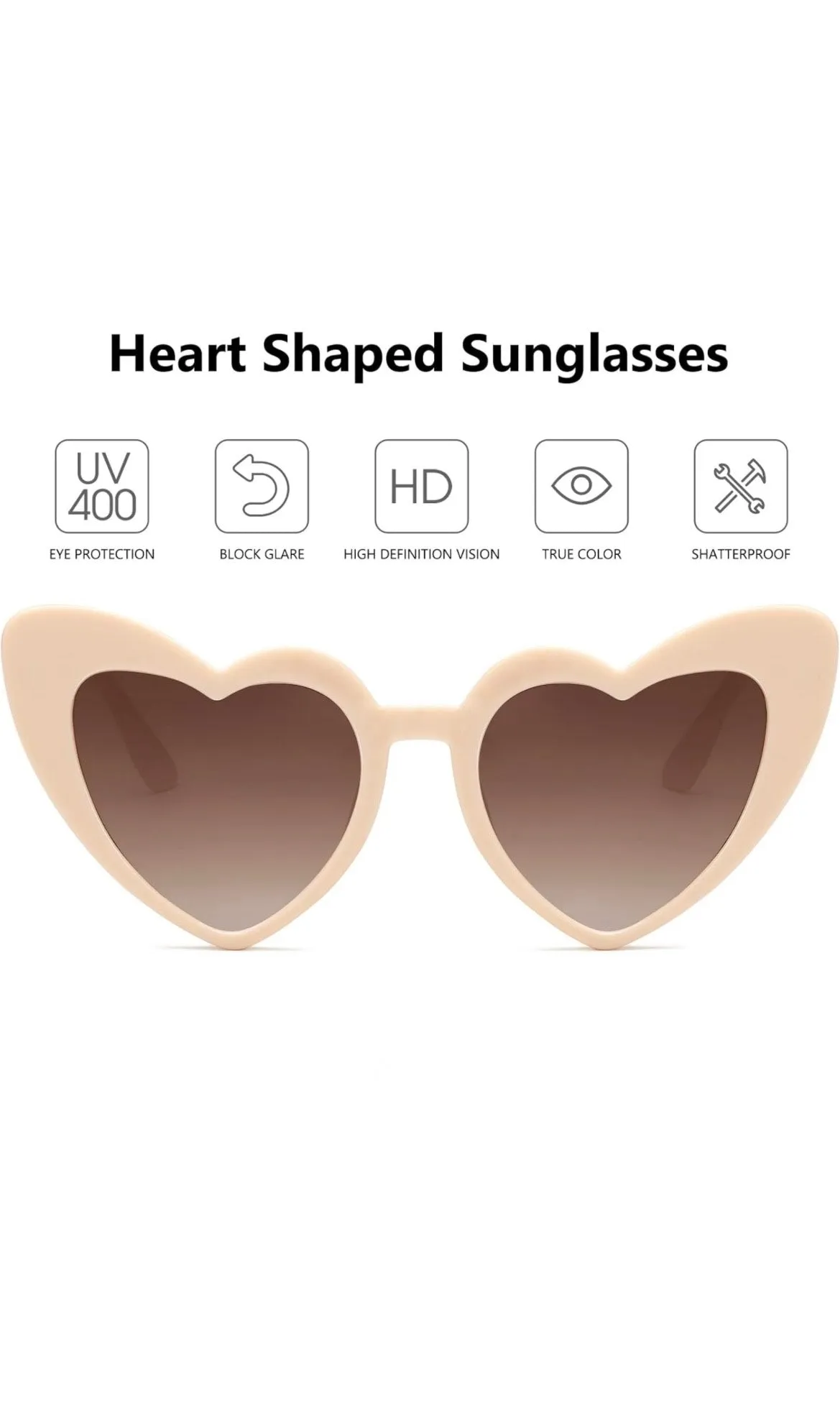 Women Heart Shaped Sunglasses - Various Colors