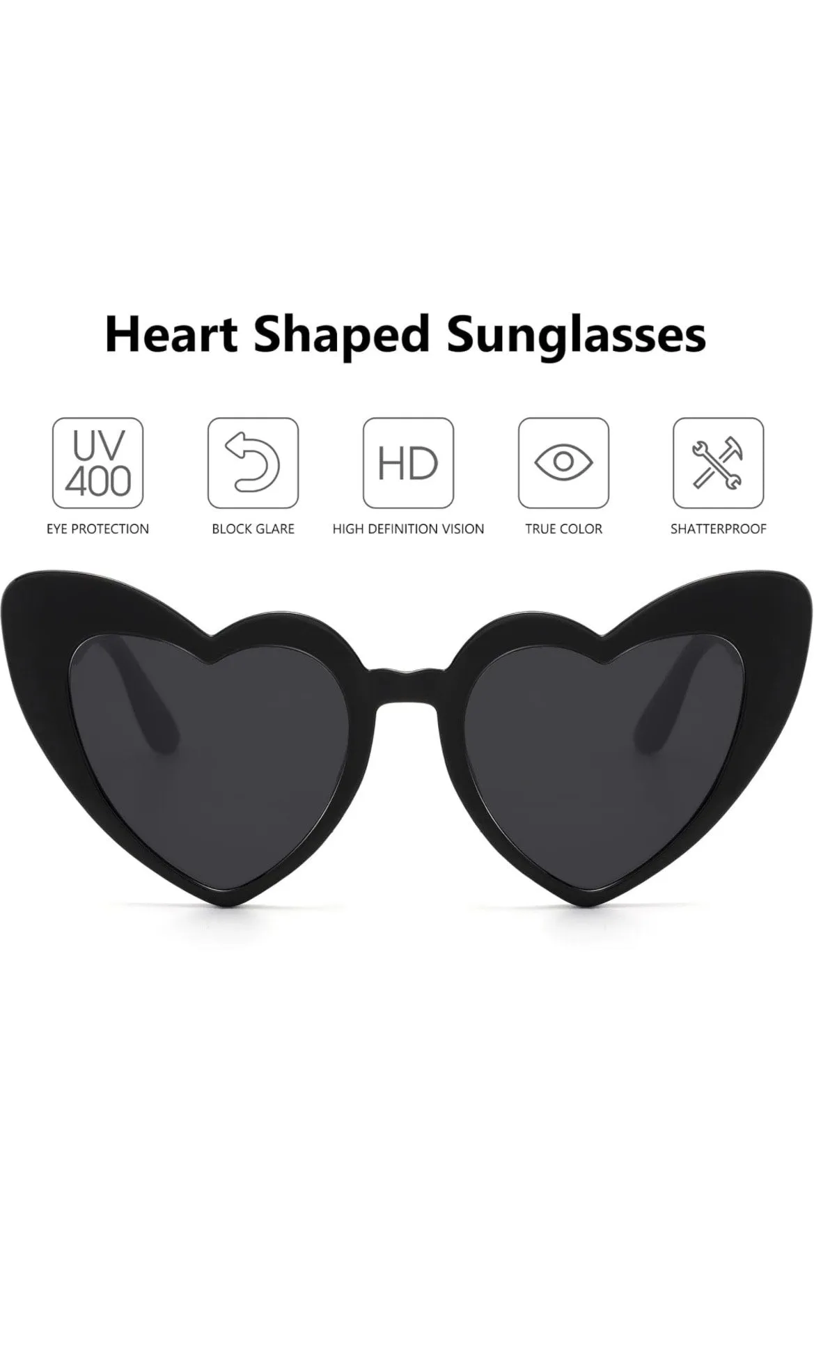 Women Heart Shaped Sunglasses - Various Colors