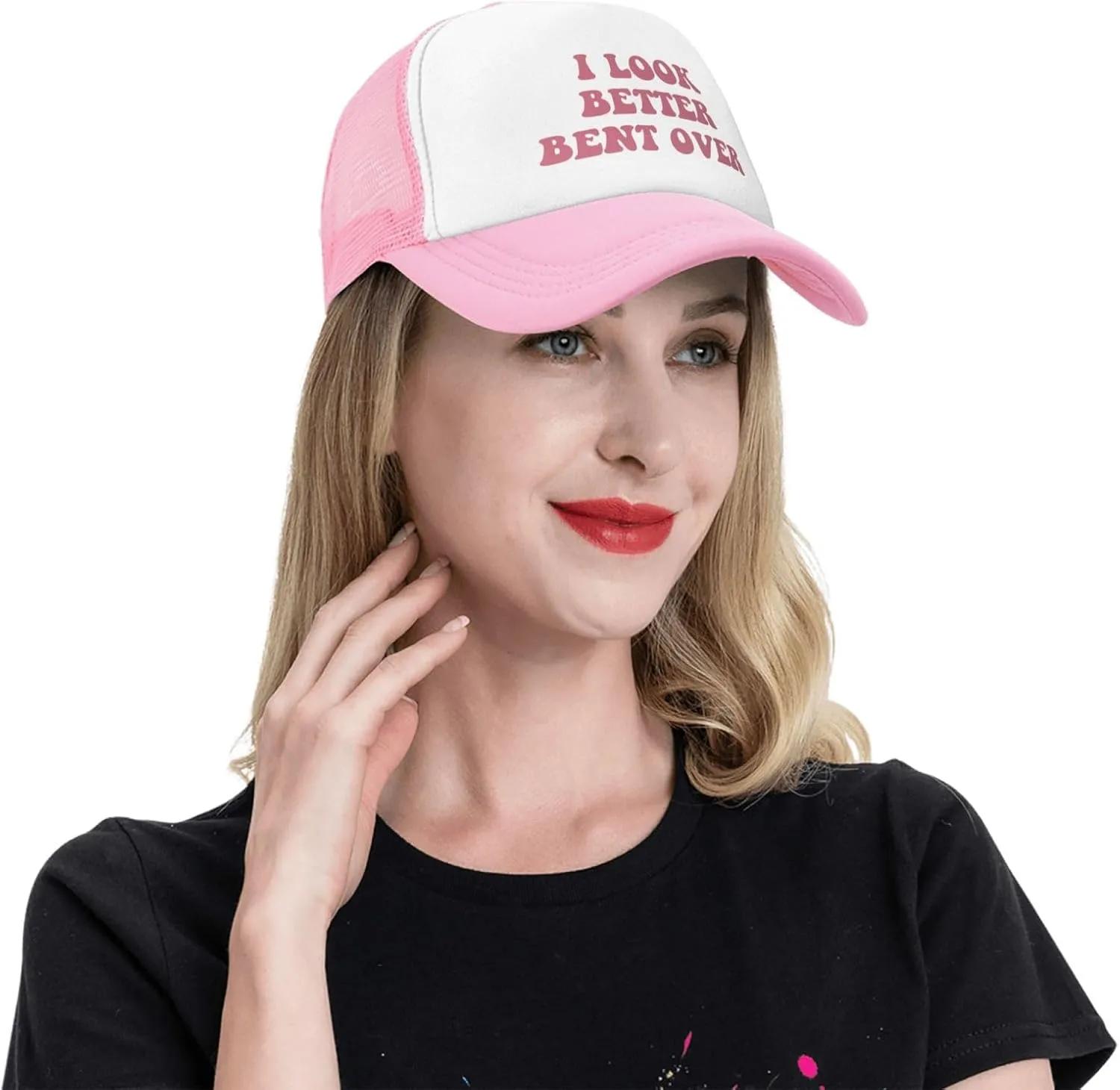 You Find It Offensive? I Find It Funny Trucker Hats for Women Pink Men Funny Slogan Pink Hats for Men